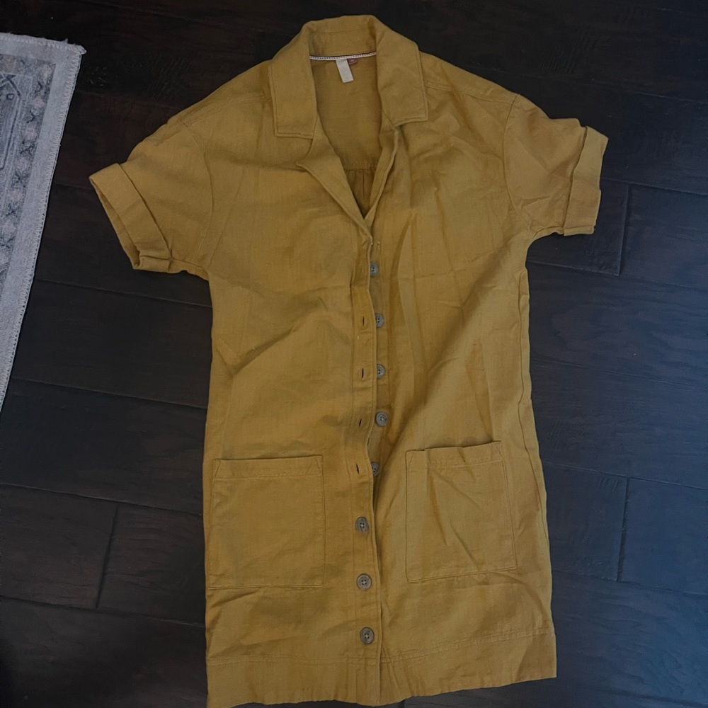 Anthropologie Pilcro Shirt Dress Mustard XS
